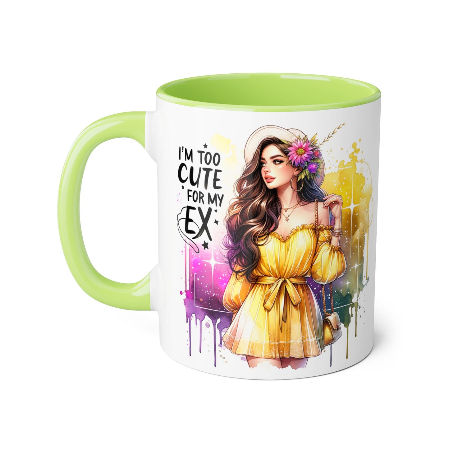 Cute Ex-Related Accent Mugs, 11oz - Quirky Gifts, Funny Coffee Cup, Relationship Humor, Self-Love Mug, Colorful Artwork