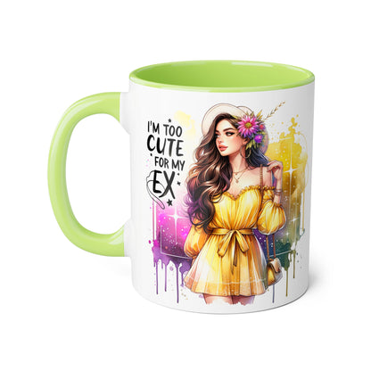 Cute Ex-Related Accent Mugs, 11oz - Quirky Gifts, Funny Coffee Cup, Relationship Humor, Self-Love Mug, Colorful Artwork