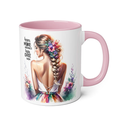 I Don't Make Mistakes, I Date Them Artistic Accent Mugs: Beauty & Floral Design, Perfect for Gifts, Home Decor, Coffee Lovers, Birthday Celebrations, Inspirational Quotes