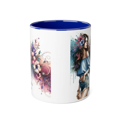 Yuck Fou Bohemian Floral Accent Mug, 11oz Coffee Cup for Art Lovers, Unique Gift for Birthdays, Mother's Day, Relaxation Tea, Decor