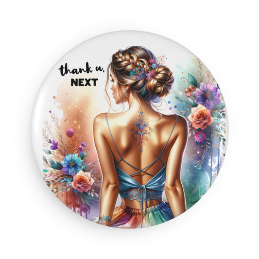 Thank U, Next  Decorative Round Magnet, Gifts for Her, Refrigerator Decor, Chic Home Accessory, Unique Birthday Gift