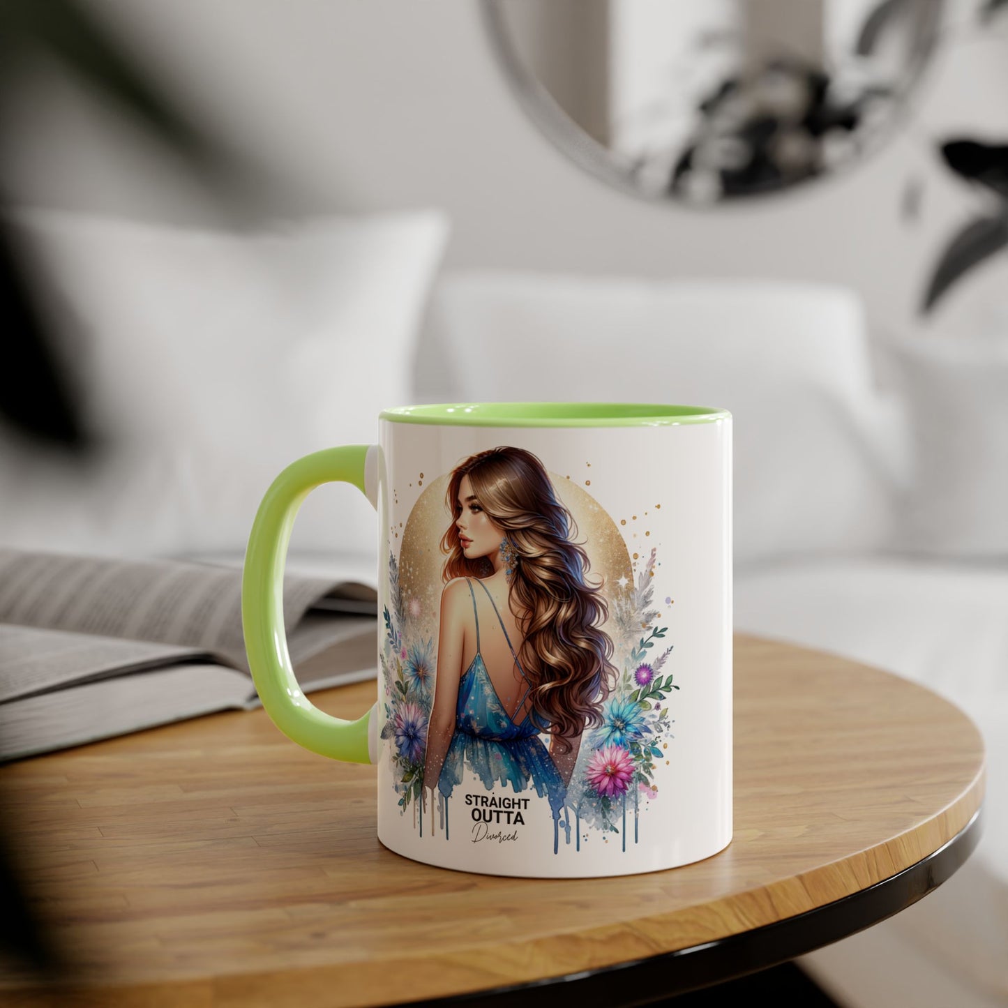 Straight Outta Divorced Humoristic Floral Accent Mugs - Unique Gift for Coffee Lovers, Home Decor, Birthday Gift, Art Mug, Personalized Drinkware