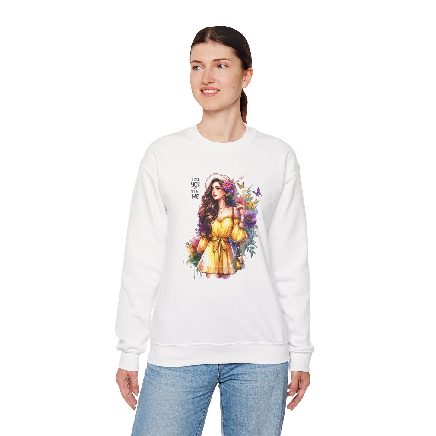 Lost You And Found Me Floral Art Crewneck Sweatshirt, Cozy Unisex Sweater, Gift for Her, Spring Fashion, Inspirational Apparel