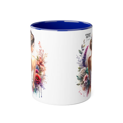 Straight Outta Divorced Humoristic Boho Floral Accent Mug, Inspirational Gift, Coffee Lover's Cup, Unique Art Mug, Straight Outta Beautiful, Personalized Drinkware