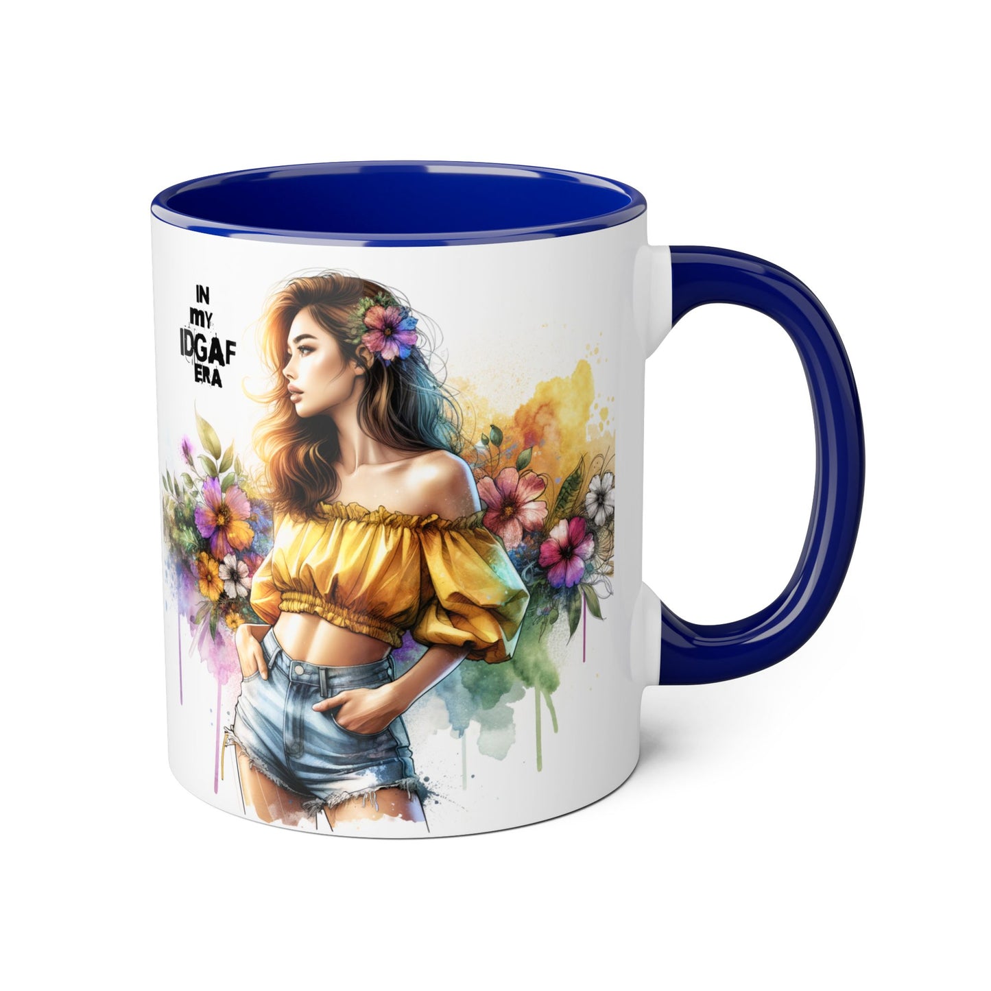 Colorful IDGAF Era Accent Mugs, Unique Coffee Cup for Bold Souls, Gifts for Women, Floral Design Mugs, Fun Cafe Mugs