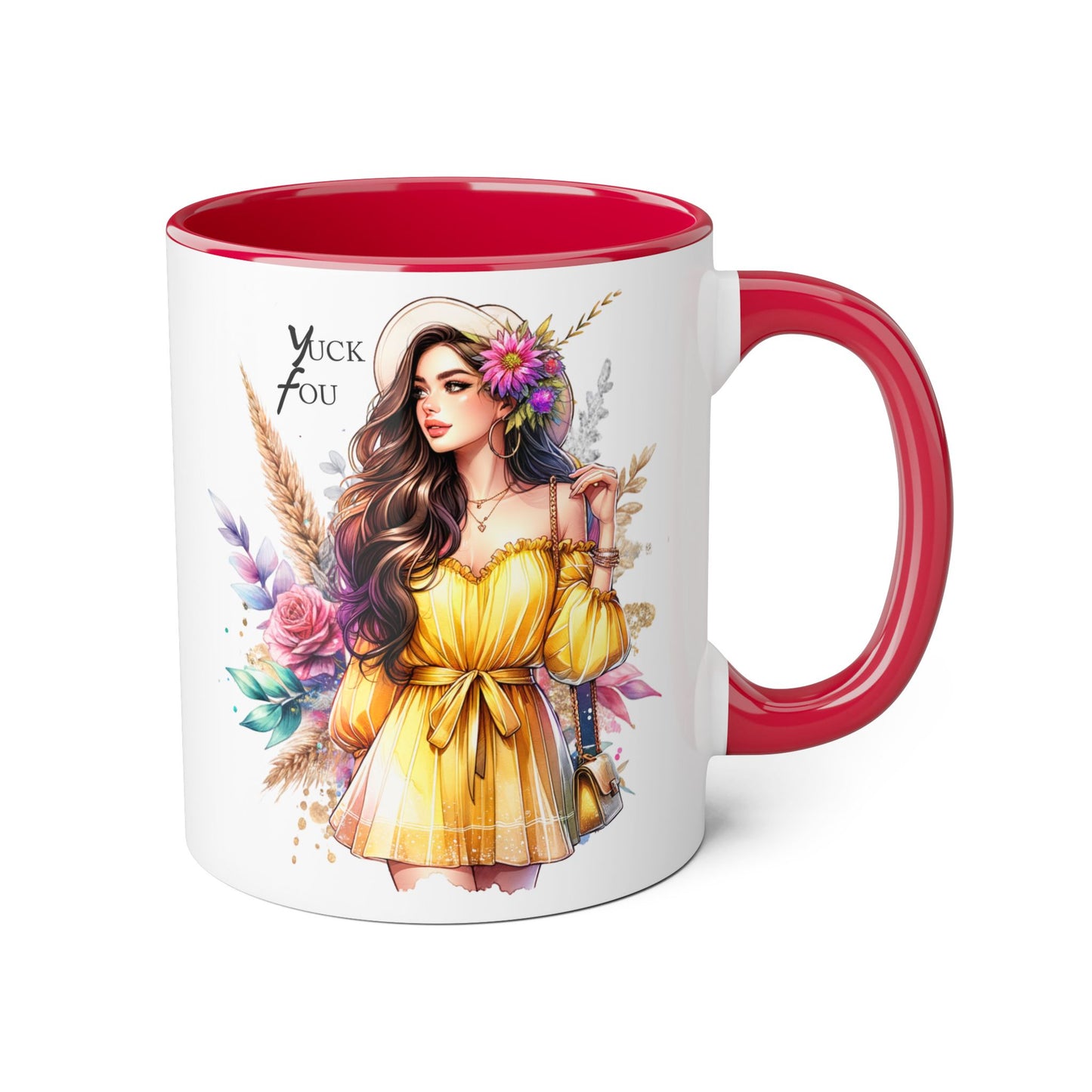 Yuck Fou Chic Floral Accent Mug, Black-Handled Coffee Cup, Gift for Her, Boho Kitchen Decor, Unique Birthday Present, Fun Art Mug, [...]
