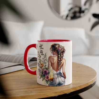 I Don't Make Mistakes, I Date Them Chic Floral Accent Mug for Her, Coffee Lover Gift, Fun Quote Mug, Stylish Kitchen Decor, Best Friend Gift