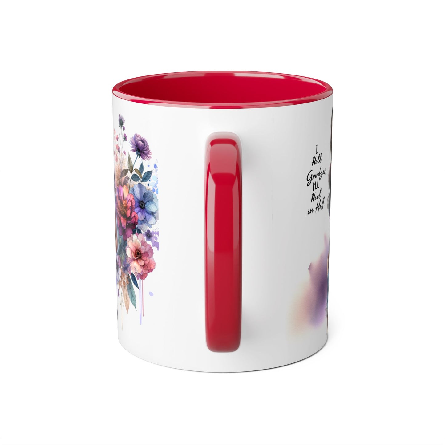 I Hold Grudges, I'll Heal in Hell Boho Floral Accent Mug - Perfect Gift for Grandmas, Coffee Lovers, Home Decor, Birthday, Mother's Day
