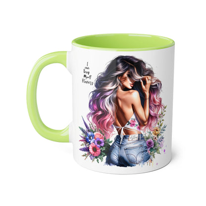 I Can Buy Myself Flowers Floral Accent Mug, Trendy Coffee Cup for Flower Lovers, Gift for Garden Enthusiasts, Home & Office Decor, Unique Floral Design