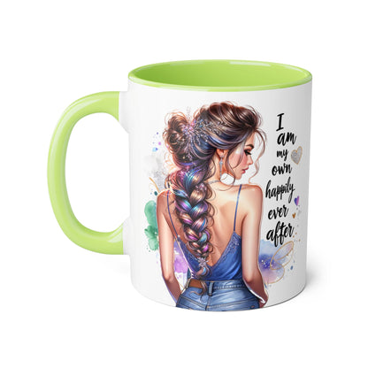 Inspirational Accent Mug - "I Am My Own Happily Ever After" - 11oz Coffee Cup for Self-Love and Empowerment