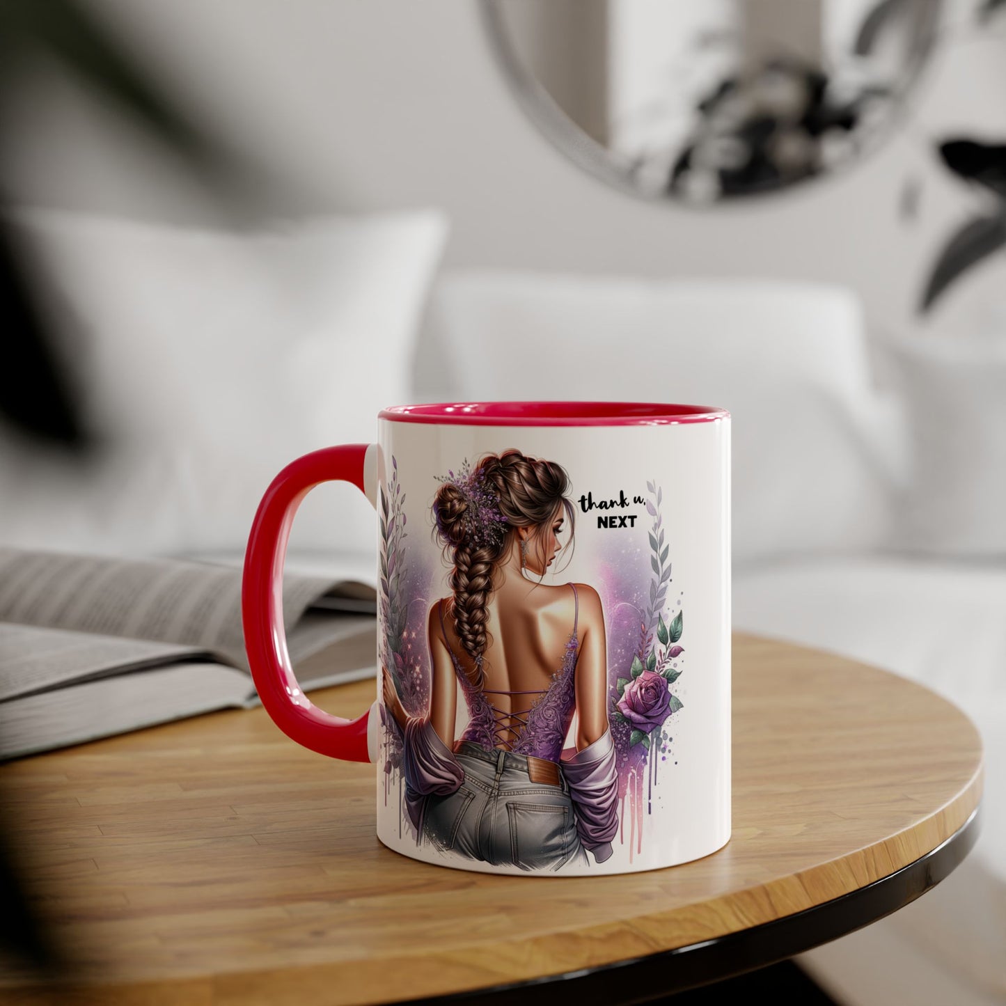 Thank U, Next Accent Mug | Inspirational Coffee Cup, Yoga Gift, Meditation Mug, Unique Home Decor, Self-Care Present