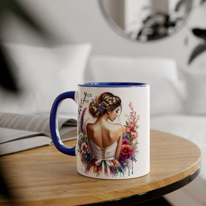 Yuck Fou Floral Artwork Accent Mug, 11oz Coffee Mug, Unique Gift for Her, Bohemian Style Mug, Personalized Coffee Cup