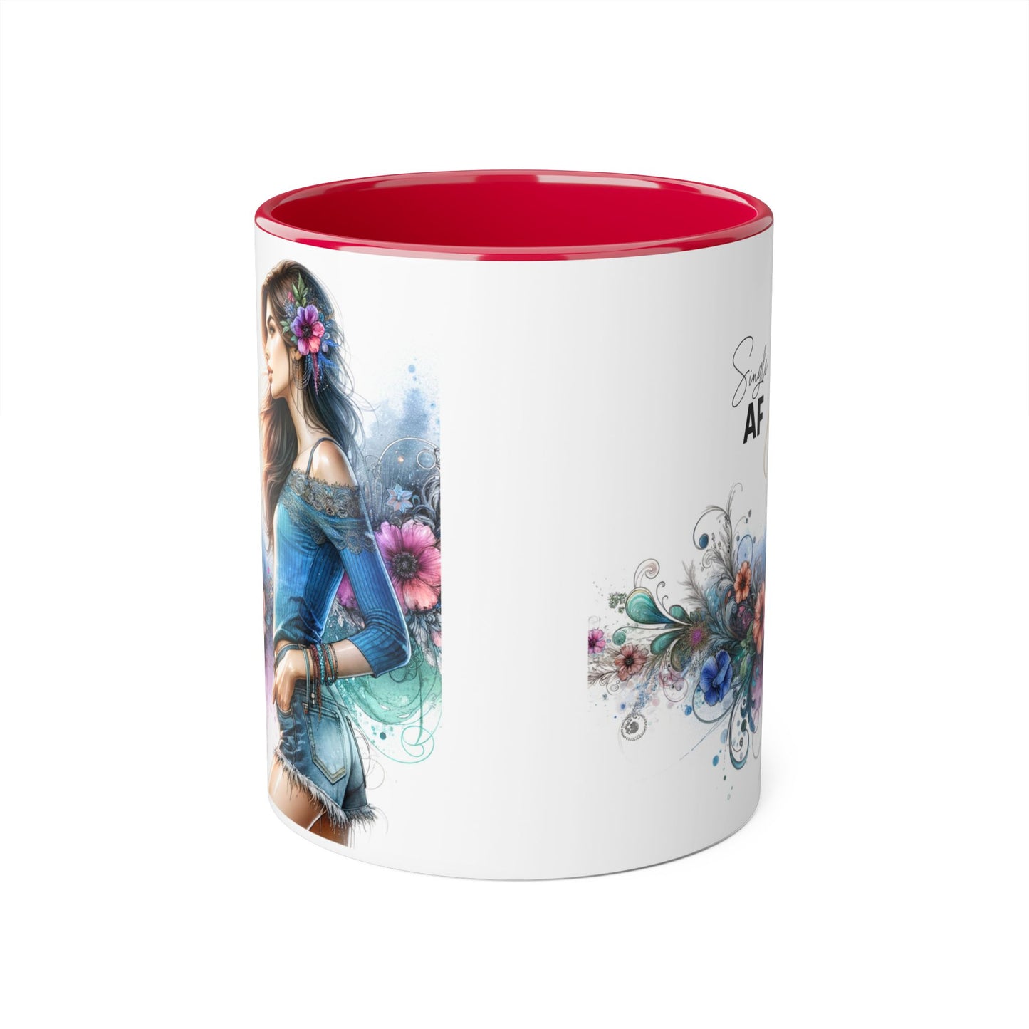 Stylish Accent Mug, Coffee Lover Gift, Floral Design Mug, Trendy Drinkware, Unique Gift for Her, Simple AF Mug