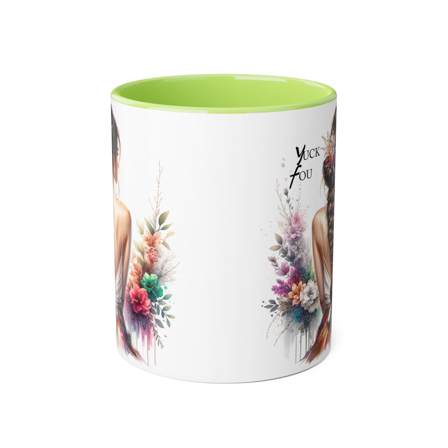 Floral Accent Mug with Yuck Fou Design – Gift for Coffee Lovers, Unique Home Decor, Flower Art Mug, Personalized Drinkware, Boho Style