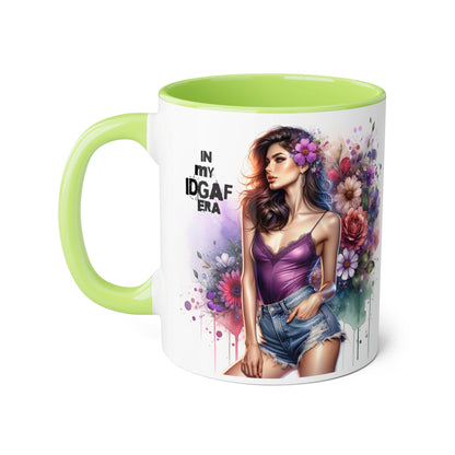 Colorful Floral IDGAF Mug, Inspiring Coffee Cup, Gift for Her, Sassy Drinkware, Unique Floral Mug, Birthday Gift