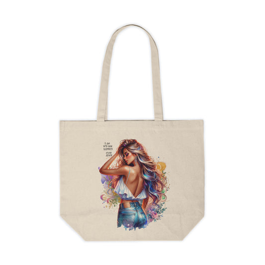 I Am My Own Happily Ever  After Stylish Canvas Shopping Tote with Inspirational Quote | Eco-Friendly Fashion Bag, Reusable Grocery Bag, Summer Tote, Gift for Her