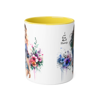 I Can Buy Myself Flowers Floral Twist Coffee Mug, Art Mug, Gift for Her, Creative Home Decor, Birthday Mug, Inspirational Drinkware, Busy with Flowers