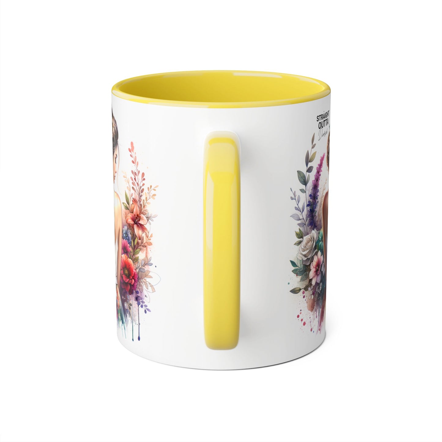 Straight Outta Divorced Humoristic Boho Floral Accent Mug, Inspirational Gift, Coffee Lover's Cup, Unique Art Mug, Straight Outta Beautiful, Personalized Drinkware
