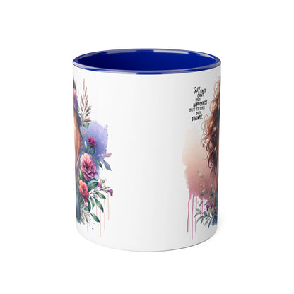 Money Can't Buy Happiness But It Can Buy Divorce Humoristic Elegant Floral Accent Mug, Inspirational Coffee Cup for Women, Motivational Gift, Artful Drinkware for Home & Office