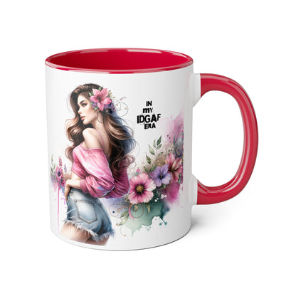 Chic Floral Accent Mug, In My IDGAF Era Coffee Cup, Gift for Her, Stylish Tea Mug, Fun Drinkware for Home & Office