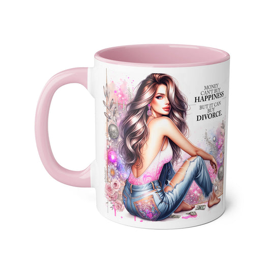 Money Can't Buy Happiness But It Can Buy Divorce Humoristic  Accent Mug | Funny Coffee Cup | Gift for Her | Unique Barware for Friends | Birthday & Self-Care Mug