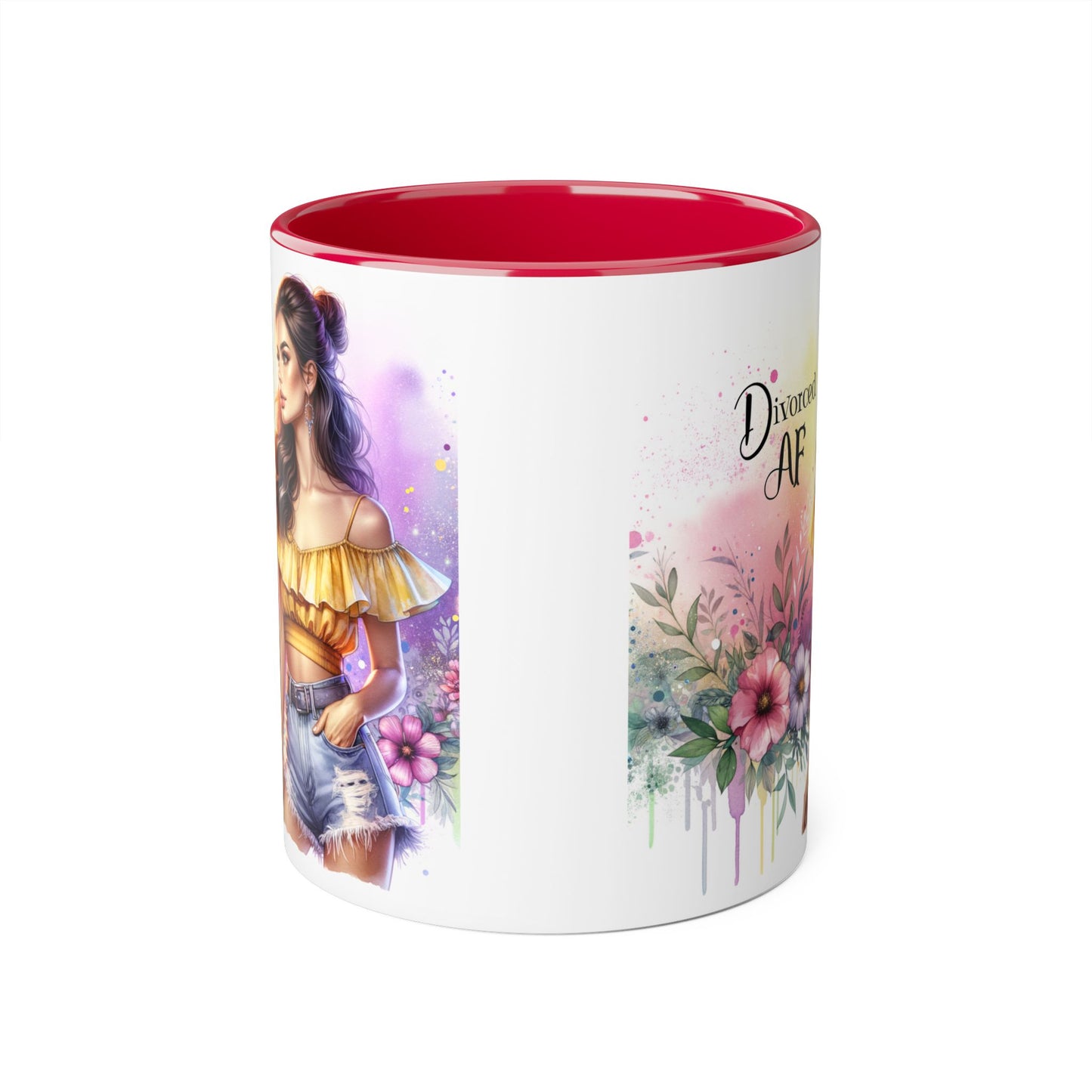 Divorced AF Accent Mug, Floral Coffee Cup, Empowerment Gift, Self-Care Mug, Funny Divorce Coffee Mug, Unique Drinkware