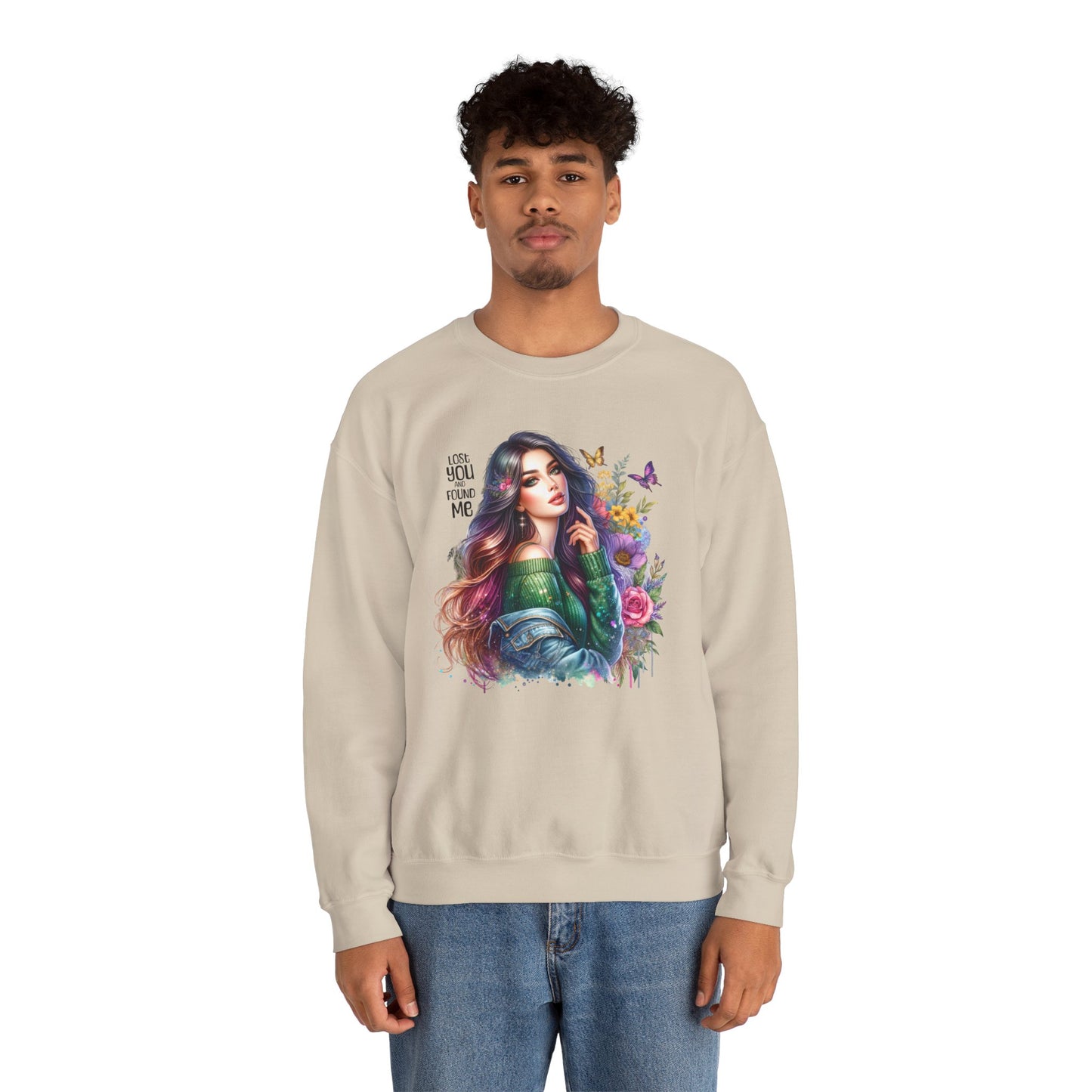 Lost You And Found Me Bohemian Floral Crewneck Sweatshirt, Cozy Graphic Sweatshirt, Gift for Her, Unique Art Pullover, Spring Fashion Crew