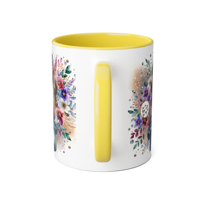 I'm Too Cute For My Ex Floral Accent Mug with Boho Design, Coffee Lover Gift, Tea Cup, Artful Beverage Holder, Personalized Drinkware