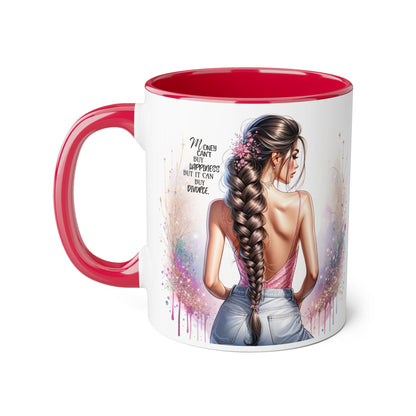 Money Can't Buy Happiness But It Can Buy Divorce Humoristic Empowered Woman Accent Mug, Inspirational Coffee Cup, Gift for Her, Motivational Mugs, Birthday Present, Unique Drinkware