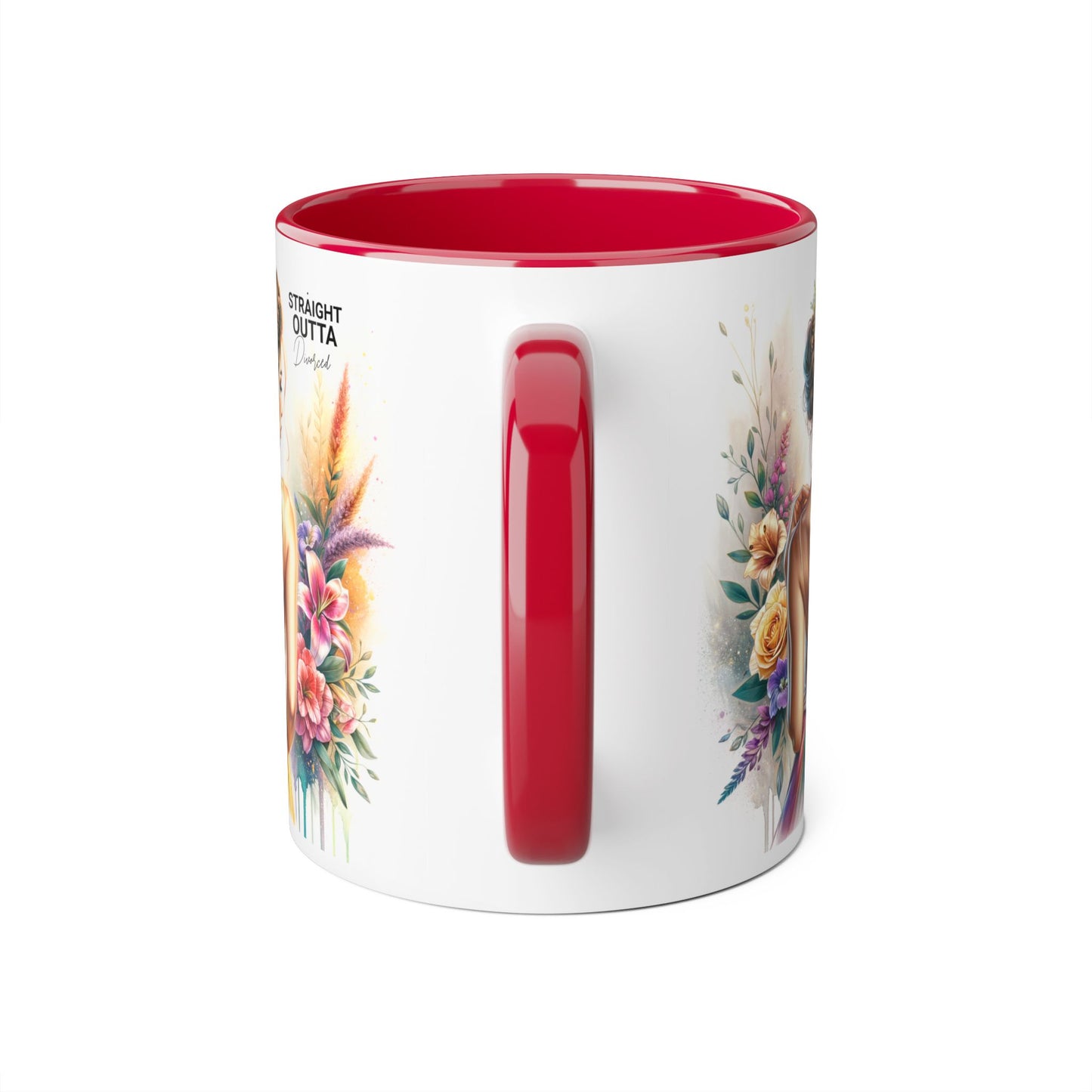 Straight Outta Divorced Humoristic Artistic Accent Mugs, 11oz | Botanical Floral Designs | Perfect Gift for Art Lovers, Home Decor, Birthday, Coffee Enthusiasts, Tea Lovers