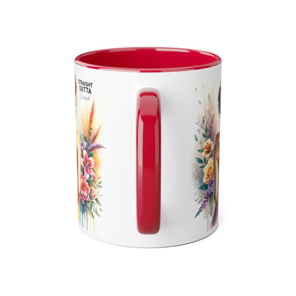 Straight Outta Divorced Humoristic Artistic Accent Mugs, 11oz | Botanical Floral Designs | Perfect Gift for Art Lovers, Home Decor, Birthday, Coffee Enthusiasts, Tea Lovers