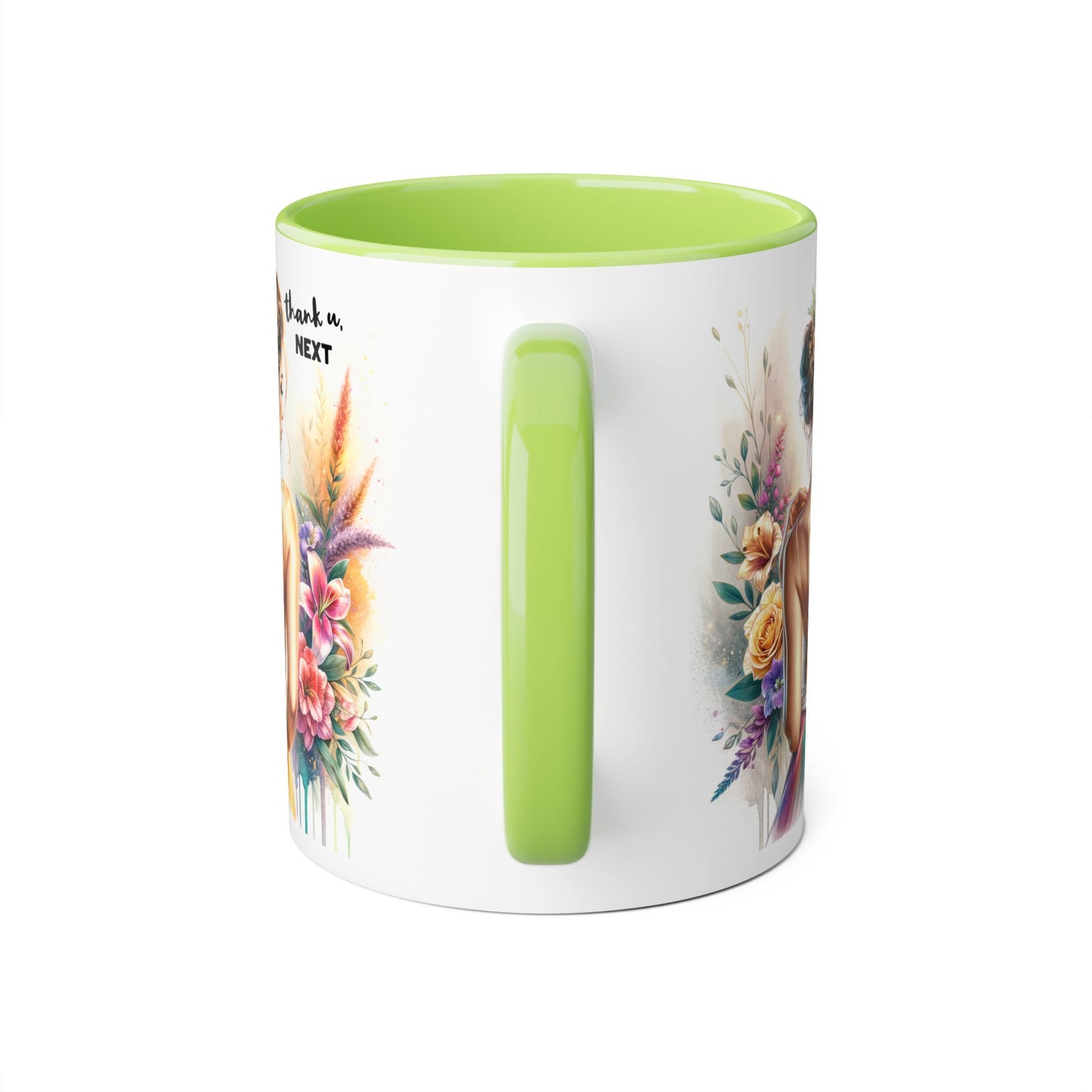 Thank U, Next Floral Artwork Accent Mug, Thank U Next Coffee Mug, Gift for Her, Floral Style Drinkware, Unique Home Decor