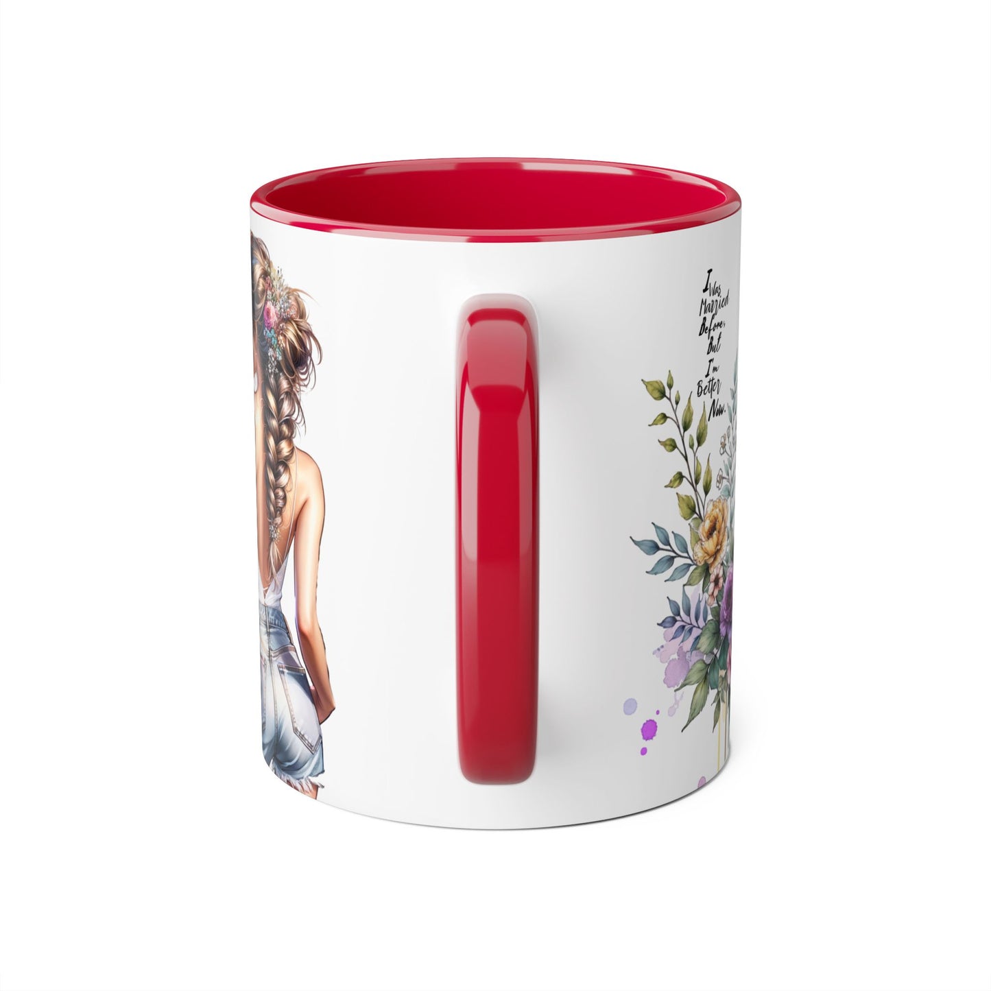 I Was Married Before But I'm Better Now Elegant Floral Accent Mug, Perfect Gift for Tea Lovers, Inspirational Coffee Cup for Her, Unique Home Decor, Sister's Birthday Gift