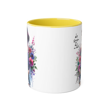 I Hold Grudges, I'll Heal in Hell  Humoristic Floral Accent Mug, 11oz Coffee Cup for Grandma, Gift for Her, Birthday Present, Mother's Day, Home Decor, Floral Design