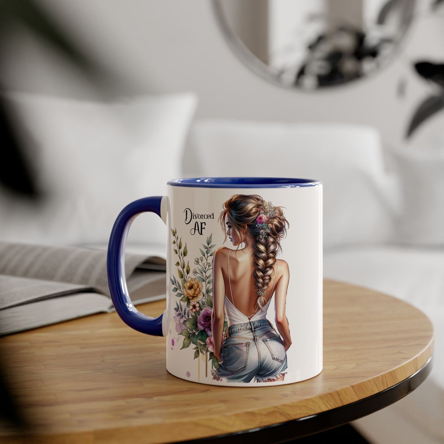 Divorced AF Floral Accent Mug - Perfect Gift for Friends, Coffee Lovers, Humor, Self-Care, Divorce Parties