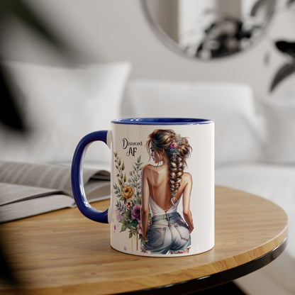 Divorced AF Floral Accent Mug - Perfect Gift for Friends, Coffee Lovers, Humor, Self-Care, Divorce Parties