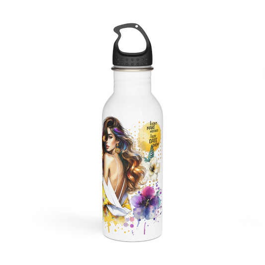 I Don't Make Mistakes, I Date Them Vibrant Stainless Steel Water Bottle, Colorful Travel Mug, Eco-Friendly Fitness Bottle, Artisanal Drinkware, Floral Design Hydration Bottle