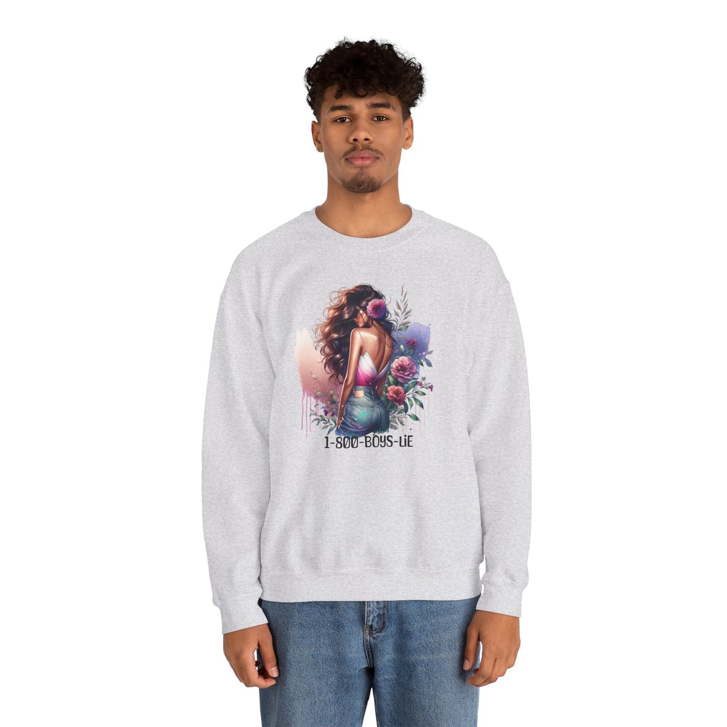 1-800-Boys-Lie Boss Babe Floral Sweatshirt | Unisex Comfortable Crewneck, Trendy Gift for Her, Affirmation Clothing, Cozy Fashion