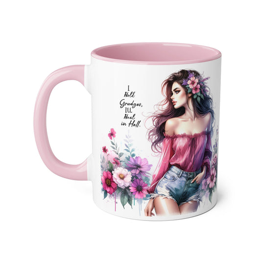 I Hold Grudges, I'll Heal in Hell Floral Accent Mug, Enjoy Your Favorite Drink in Style, Perfect Gift for Friends, Mother's Day, Birthday Celebrations, Tea or Coffee [...]