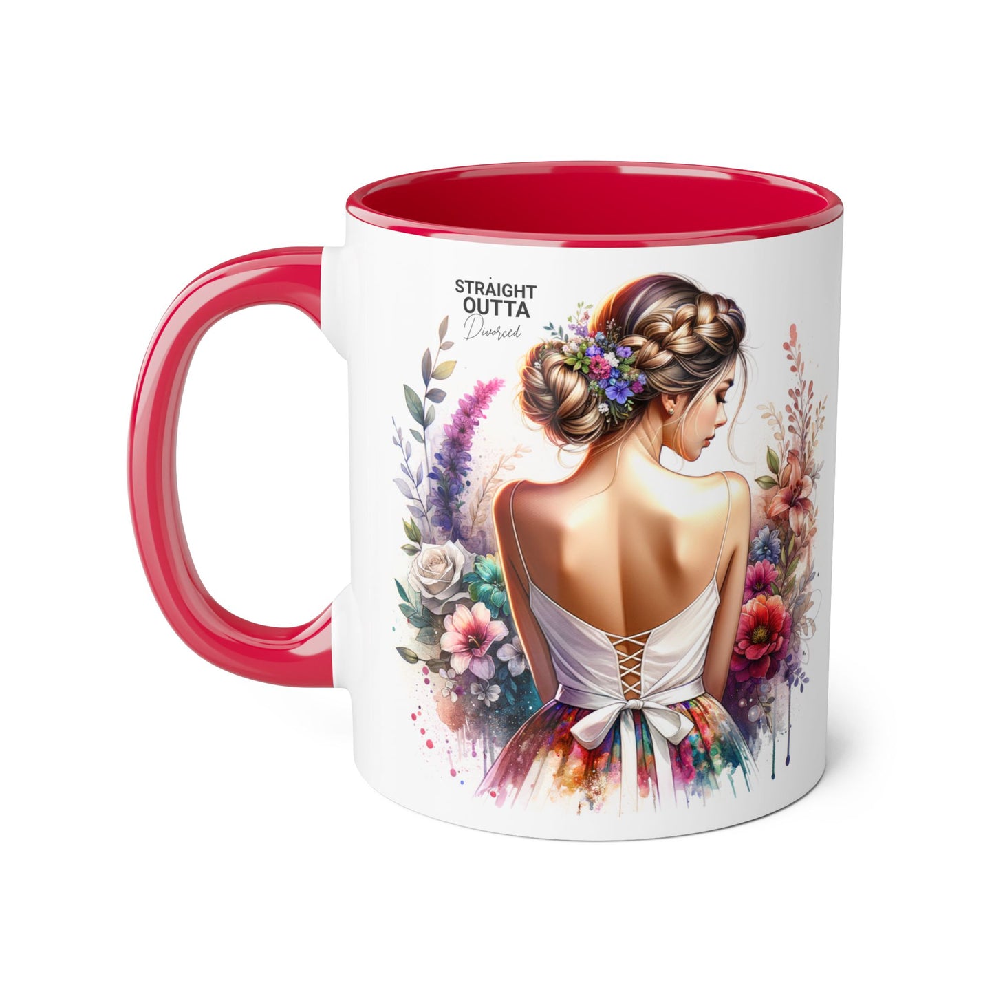 Straight Outta Divorced Humoristic Boho Floral Accent Mug, Inspirational Gift, Coffee Lover's Cup, Unique Art Mug, Straight Outta Beautiful, Personalized Drinkware