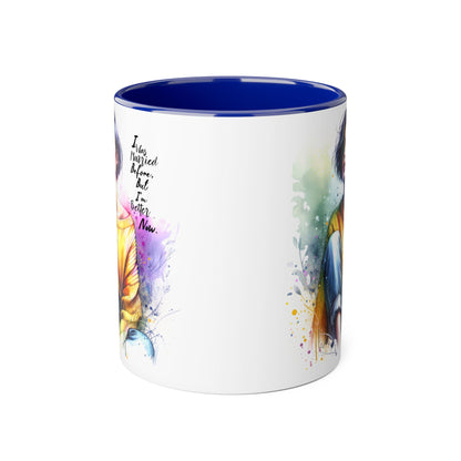 I Was Married Before But I'm Better Now Humoristic Inspirational Art Mug - Custom Accent Coffee Cup for Motivation, Gift for Friends, Positive Vibes, Home Decor, Unique Art