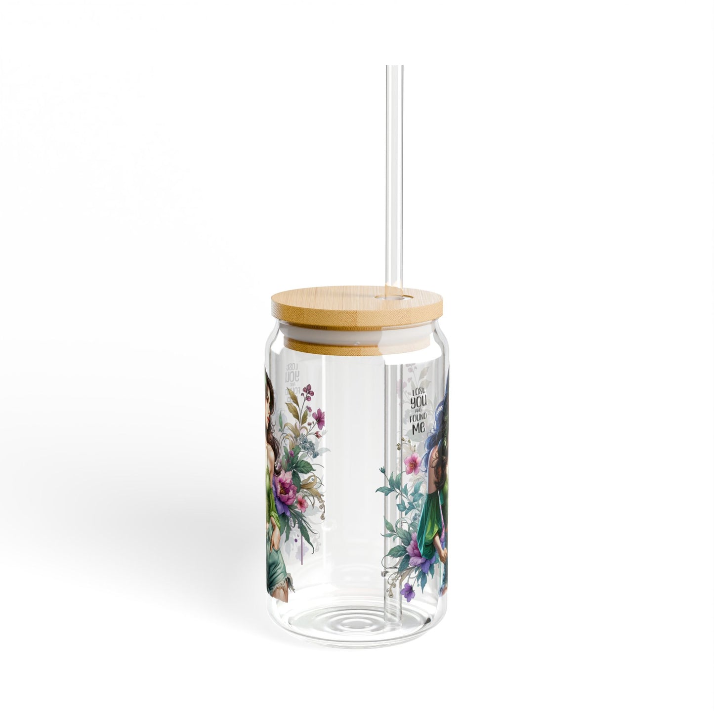 Lost You and Found Me Floral Sipper Glass, 16oz, Eco-Friendly Drinkware, Summer Vibes, Gift for Her, Reusable Beverage Container, Garden Party