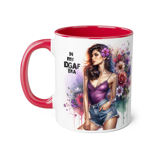 Colorful Floral IDGAF Mug, Inspiring Coffee Cup, Gift for Her, Sassy Drinkware, Unique Floral Mug, Birthday Gift