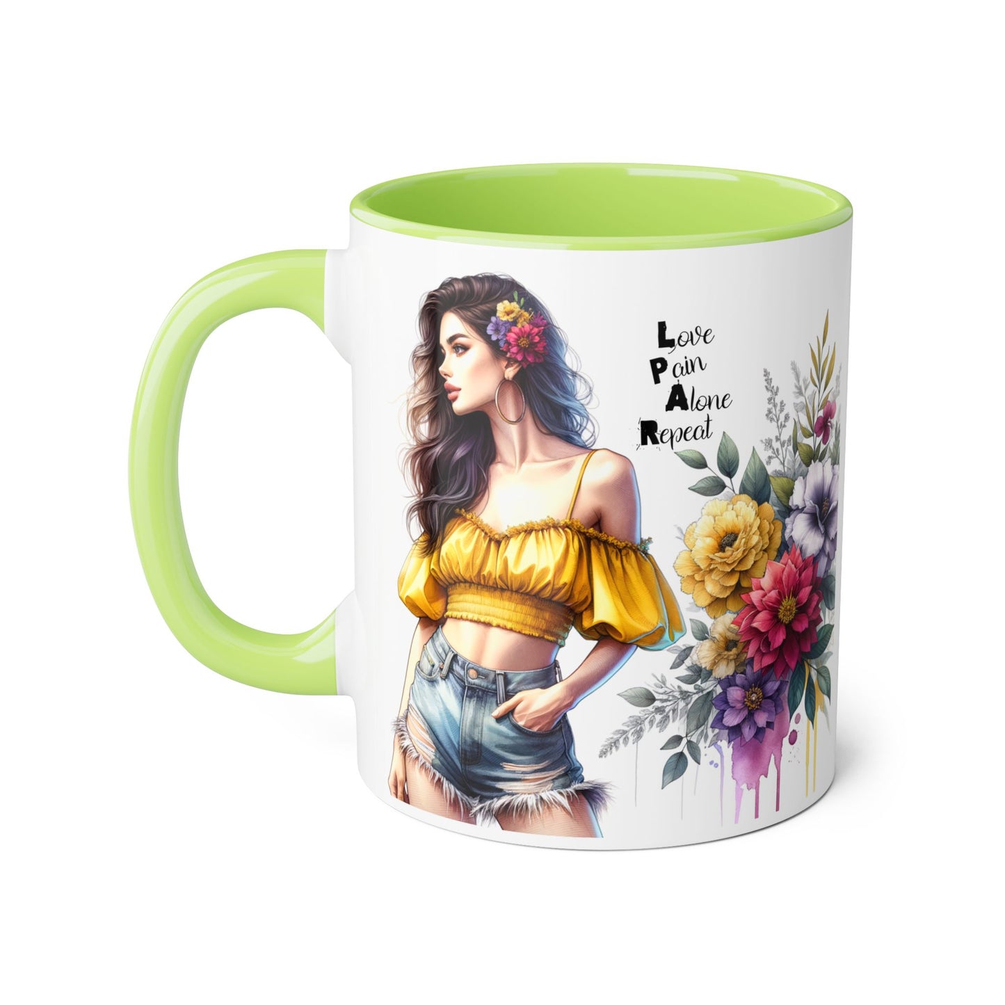 Boho Floral Accent Mug, Stunning Gift for Tea Lovers, Home Decor, Coffee Lover's Gift, Birthday Present, Art Print Mug