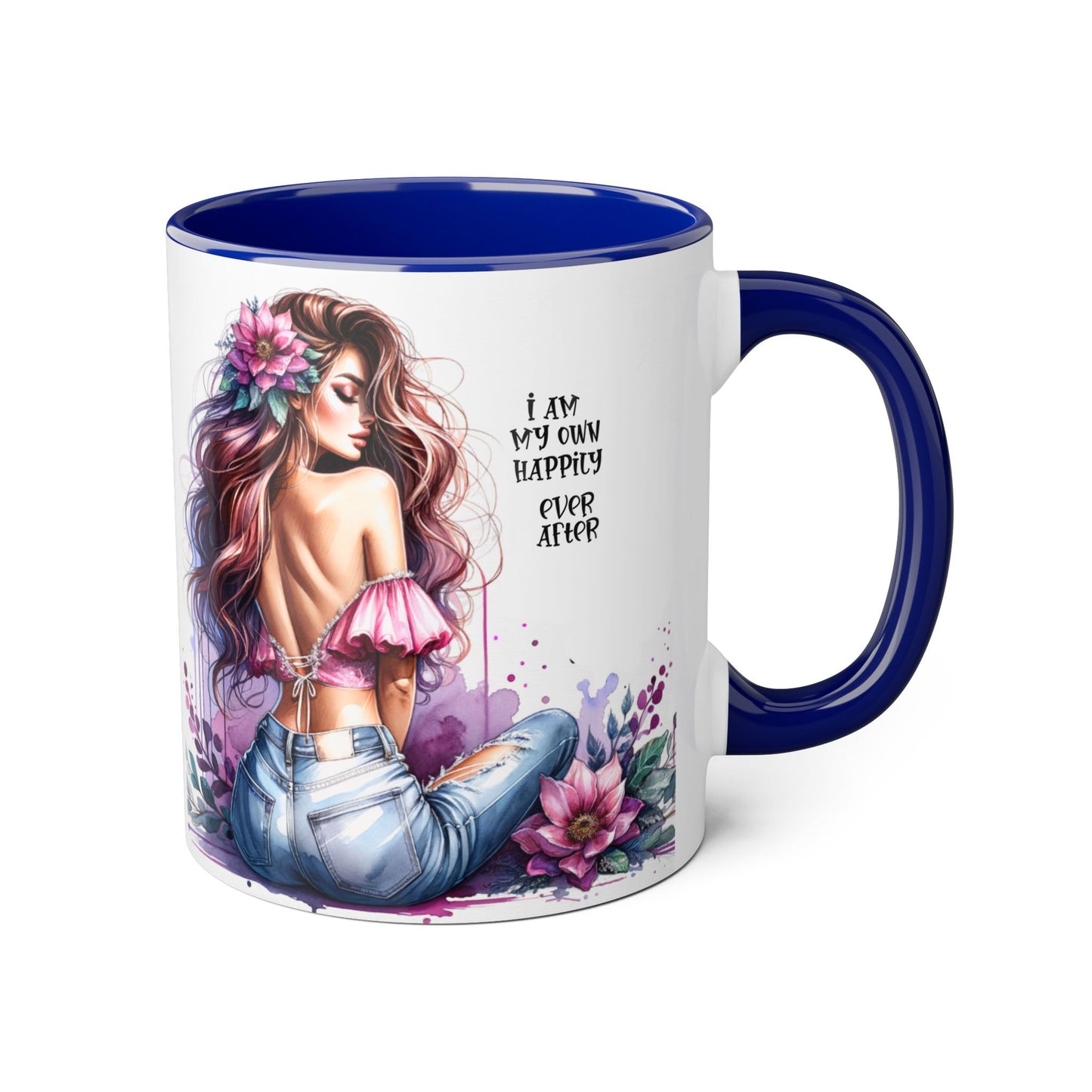 I Am My Own Happily Ever After Chic Inspirational Coffee Mug, Stylish Floral Accent Cup, Motivational Gift for Her, Self-Love Tea Mug, Perfect for Birthdays & Relaxation