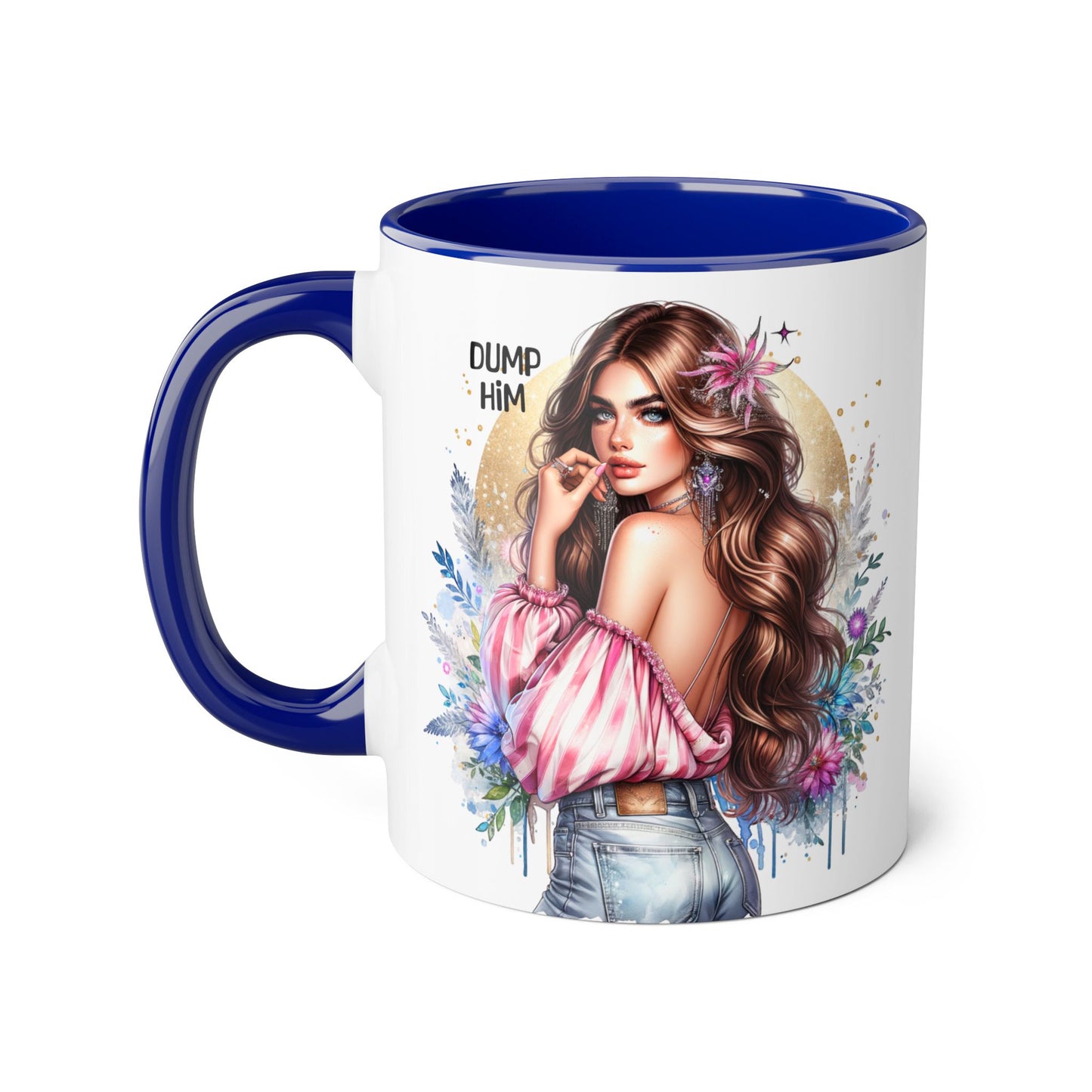 Dump Him Accent Mug, Coffee Cup for Empowering Women, Fun Gift for Friends, Inspirational Drinkware, Birthday, Self-care