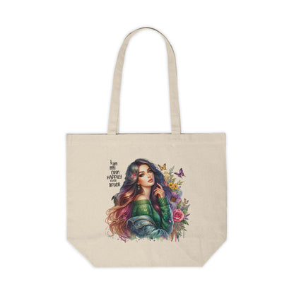 I Am My Own Happily Ever After Floral Inspirational Tote Bag, Eco-Friendly Canvas Bag, Shopping Tote for Women, Gift for Her, Travel Bag, Statement Shoulder Bag