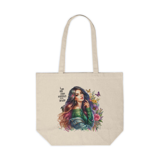 I Am My Own Happily Ever After Floral Inspirational Tote Bag, Eco-Friendly Canvas Bag, Shopping Tote for Women, Gift for Her, Travel Bag, Statement Shoulder Bag