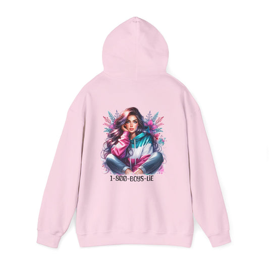 1-800-Boys-Lie Colorful Graphic Hoodie for Women, Cozy Unisex Sweatshirt, Trendy Streetwear, Perfect Gift for Any Occasion