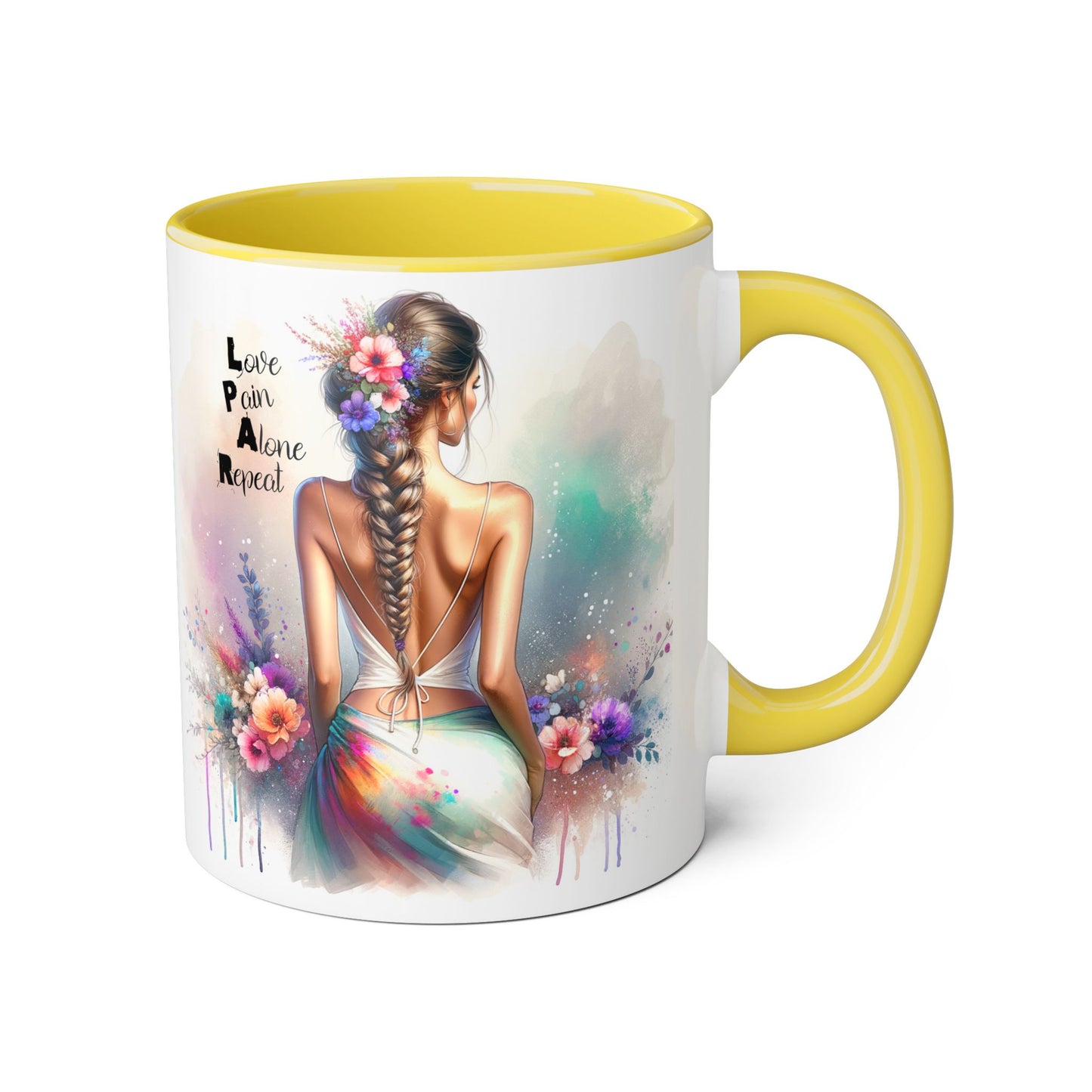 Boho Love Pain Alone Mug, Inspirational Gift, Handmade Coffee Cup, Artistic Ceramic Drinkware, Unique Home Decor